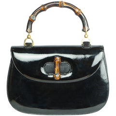 Gucci Vintage 1960s Black Leather Bamboo Handle Handbag – Amarcord
