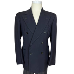 Vintage 1940s Suit Jacket Tailored Blue Wool Mens Size M