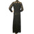 Vintage 1970s Crochet Long Dress Black Knit Size M