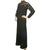 Vintage 1970s Crochet Long Dress Black Knit Size M