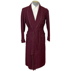 Vintage 1950s Dressing Gown Burgundy British Wool Mens M