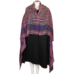 Vintage 1980s Christian Dior Wool Shawl Plaid Woven Scarf