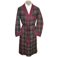 Vintage 1950s Wool Dressing Gown Plaid Wool Onkaparinga Sz L