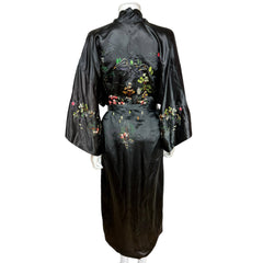 Vintage 1960s Chinese Silk Kimono Embroidered Dressing Gown