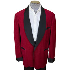 1950s Vintage Smoking Jacket Red Corduroy Macy’s Size L
