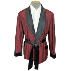 1950s Vintage Smoking Jacket Red Swirl Mens Size L