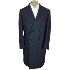 1970s Vintage Paul Stuart Overcoat Navy Blue Wool Coat Sz 40