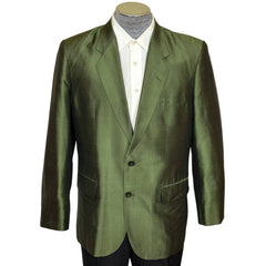 Vintage 1970s Suit Jacket Green Thai Silk Mens Size L