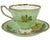 Vintage English Bone China Cup & Saucer Roses Pink and Yellow on Green Clare Teacup - Poppy's Vintage Clothing