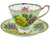 Vintage English Bone China Cup & Saucer Roses Pink and Yellow on Green Clare Teacup - Poppy's Vintage Clothing