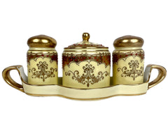 Art Deco Noritake Porcelain Cruet Set Jam Pot Salt Pepper Shakers - Poppy's Vintage Clothing