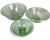 Hazel Atlas Vaseline Glass Nesting Mixing Bowls x 3 Pillar Optic Ribbed w Square Base - Poppy's Vintage Clothing