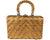 Vintage 1960s Handbag Vinyl Straw w Gold Strips Box Purse British Hong Kong - VFG - Poppy's Vintage Clothing
