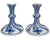 Pair Antique Carl Teichert Meissen Porcelain Blue Onion Candlesticks - Poppy's Vintage Clothing