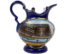 Antique Souvenir China Cobalt Blue Mini Pitcher Crystal Palace London - Poppy's Vintage Clothing