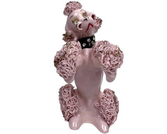 Vintage Pink Spaghetti Poodle Dog Figurine Standing on Hind Legs 5 - Poppy's Vintage Clothing