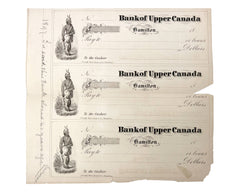 Rare Antique 1850s Bank Of Upper Canada Hamilton Checks Blank Cheque - Poppy's Vintage Clothing