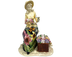 Vintage Italian Porcelain Figurine Adeline Lady with Flowers - Poppy's Vintage Clothing