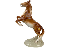 Vintage 1950s Horse Figurine Royal Dux Rearing Stallion Czechoslovakia - Poppy's Vintage Clothing