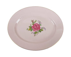 Vintage 1940s Wedgwood & Co Tudor Rose Blush Rose Platter 14 Rare Wartime Concentration Scheme - Poppy's Vintage Clothing