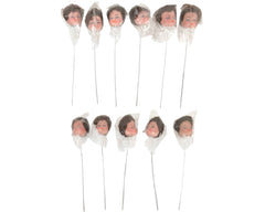 Vintage 1960s Craft Doll Heads on a Stick Lot of 11 in Original Plastic - Poppy's Vintage Clothing