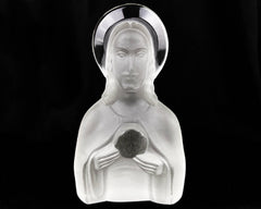 Vintage Jesus Christ Statue Ingrid Frosted Crystal Glass Czech Art Deco - Poppy's Vintage Clothing