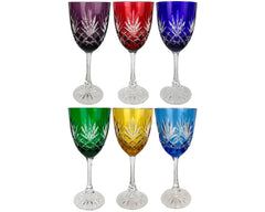 Faberge Imperial Odessa Water Goblet Stems Cut Crystal Glass Set of 6 - Poppy's Vintage Clothing