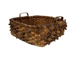 Antique Basket Northeast Native American Handled Curly Splint Algonquin Wabanaki