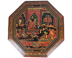 Vintage Burmese Lacquer Table Top Court Scene Burma