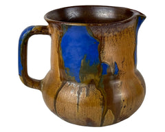 Antique Watcombe Pottery Jug Drip Glaze Blue & Brown Pitcher - Poppy's Vintage Clothing