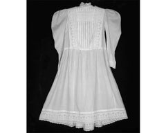 Antique Victorian Young Girls Cotton Embroidered Dress 1890s - Poppy's Vintage Clothing