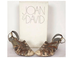 Vintage 1980s Joan & David Couture Shoes Sandals Hand Made in Italy Size 7 with Box - Poppy's Vintage Clothing