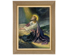 Vintage Oil Painting Jesus Christ Praying in the Garden of Gethsemane c1930s