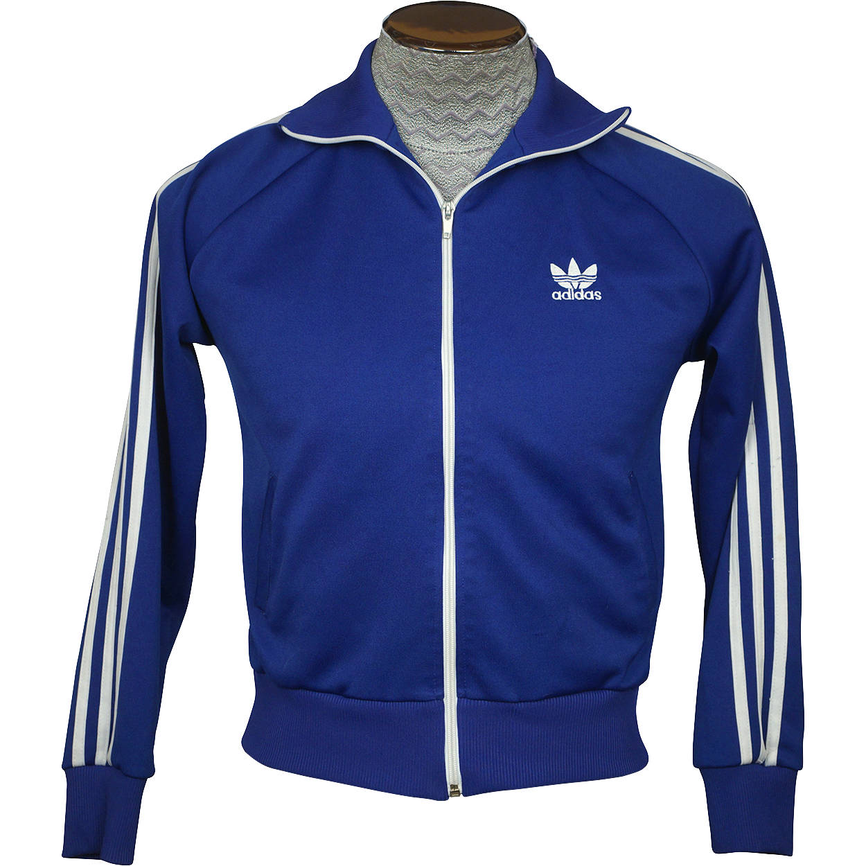 Rare Original Vintage Adidas sportswear Tracksuit Top Blue Jacket Medium 70s