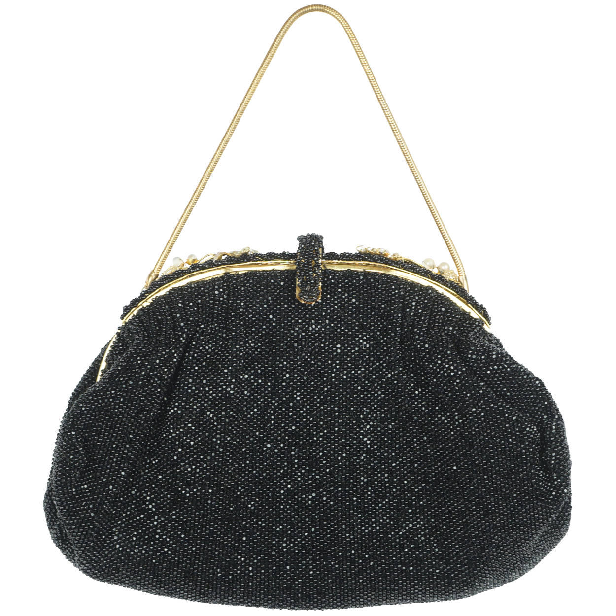 La Regale Black Satin Evening Bag, Vintage, Strap or Handle - Ruby