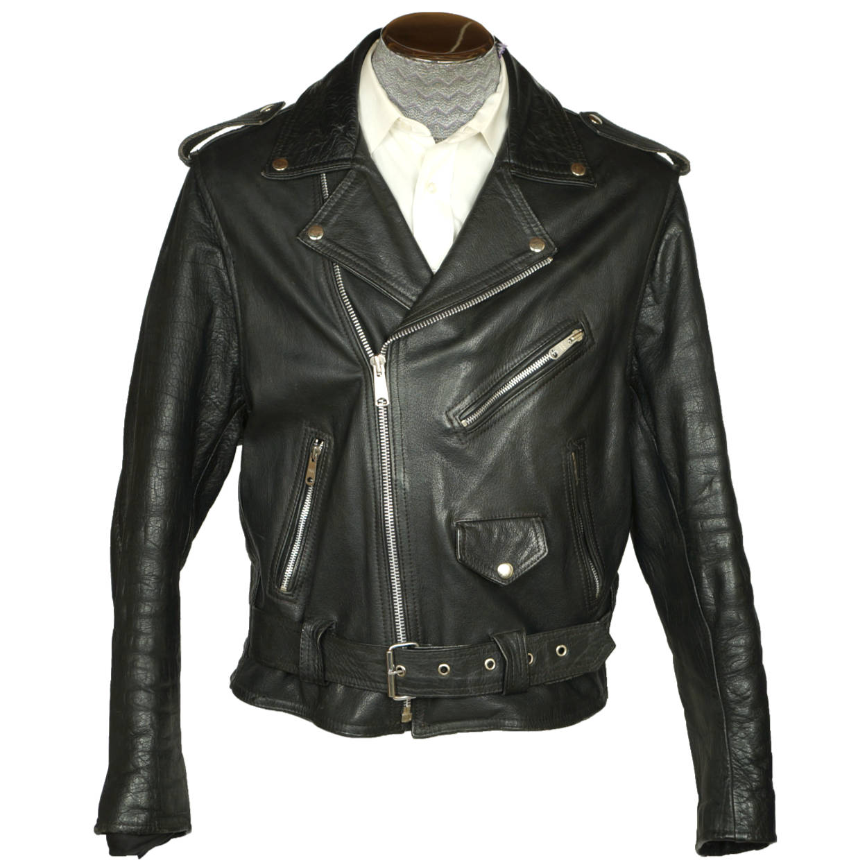 Vintage 1960s Leather Motorcycle Jacket Amer Sport Montreal Size 42