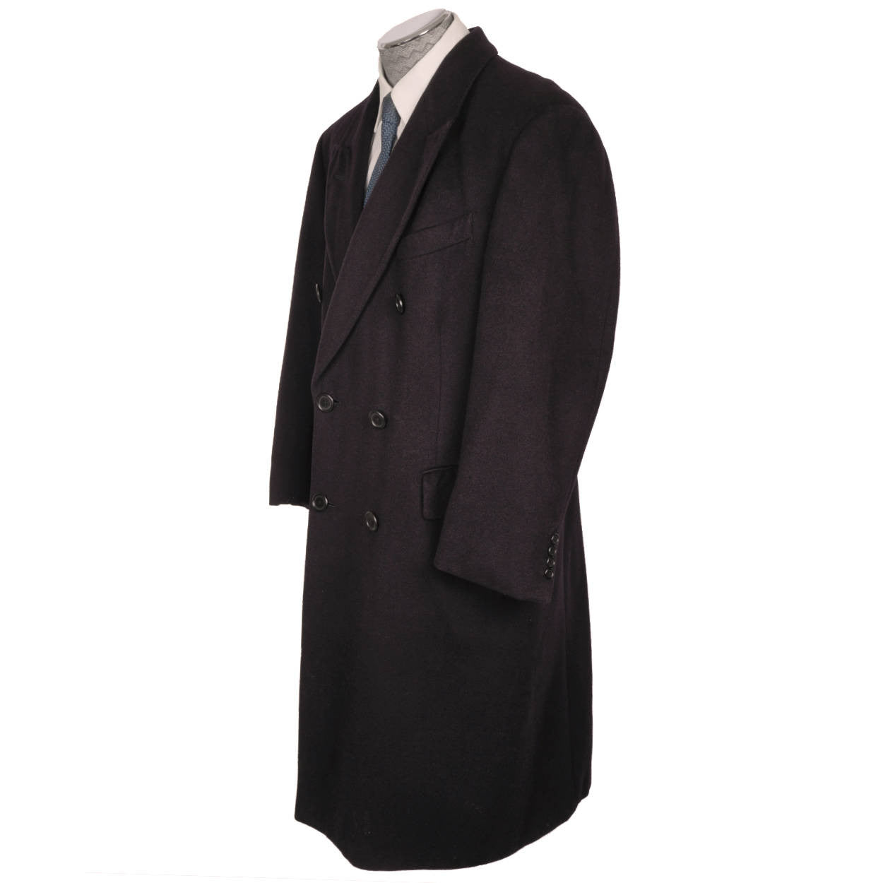 Vintage Aquascutum England Pure Cashmere Overcoat Navy Blue Coat Mens ...