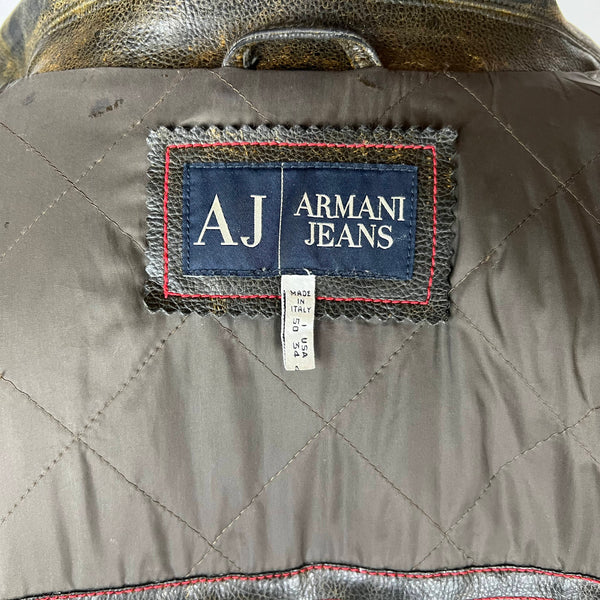 transaktion Jurassic Park Anmeldelse Armani Jeans Faux Leather Jacket Mens Vegan Coat Sz M