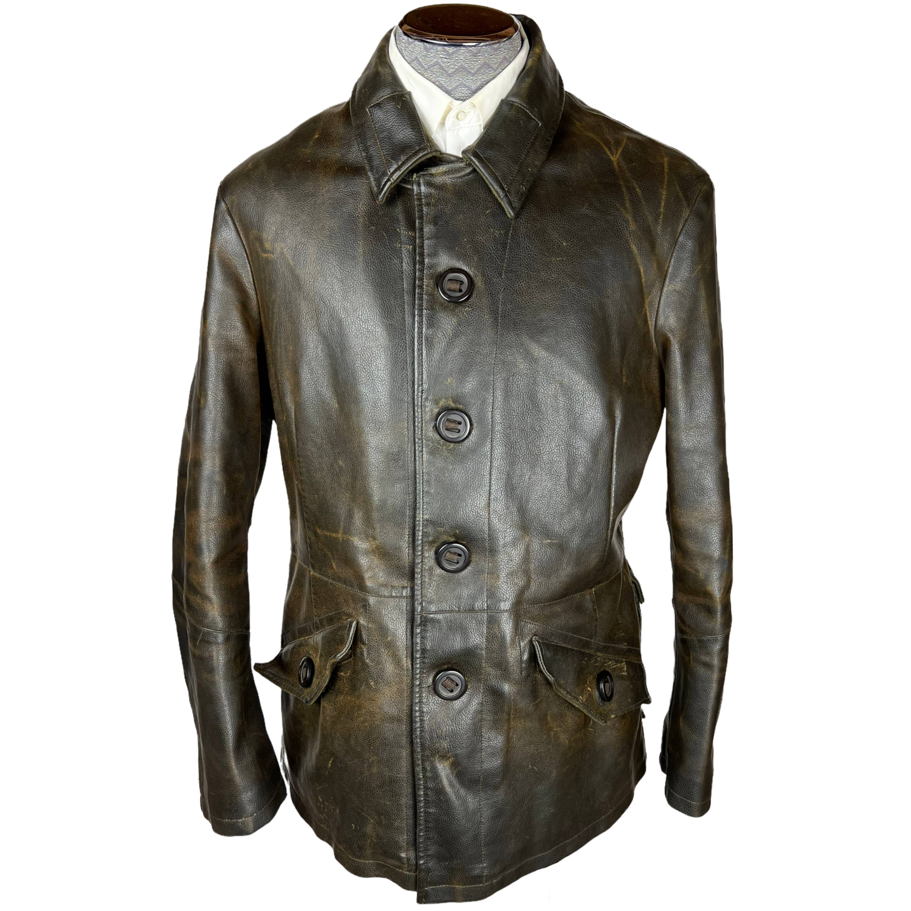 transaktion Jurassic Park Anmeldelse Armani Jeans Faux Leather Jacket Mens Vegan Coat Sz M