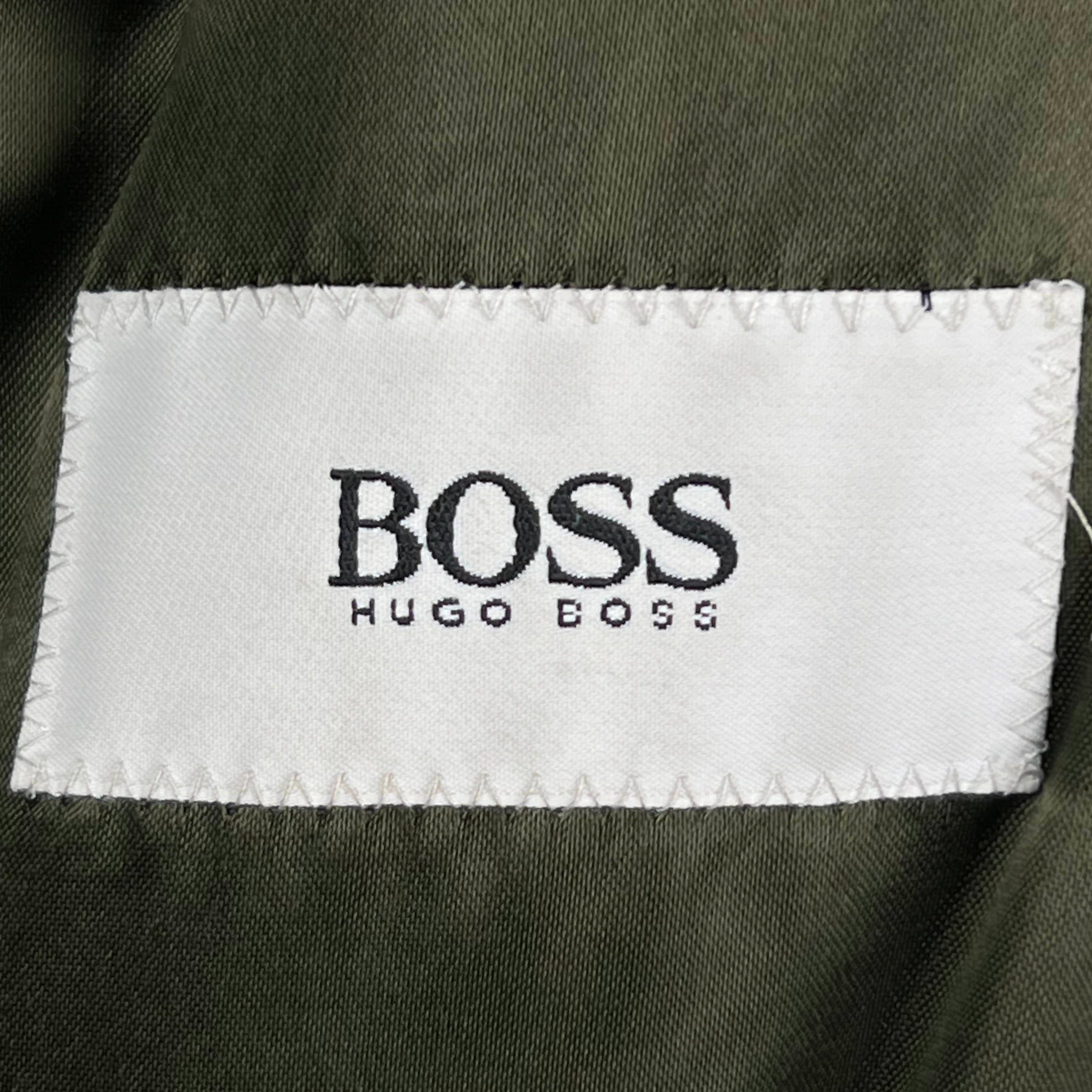 Vintage 1980s Hugo Boss Overcoat Green Wool Cashmere Size XL