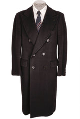 Vintage Mens Cashmere Coat Navy Blue Overcoat 1980s Made in Belgium Size M