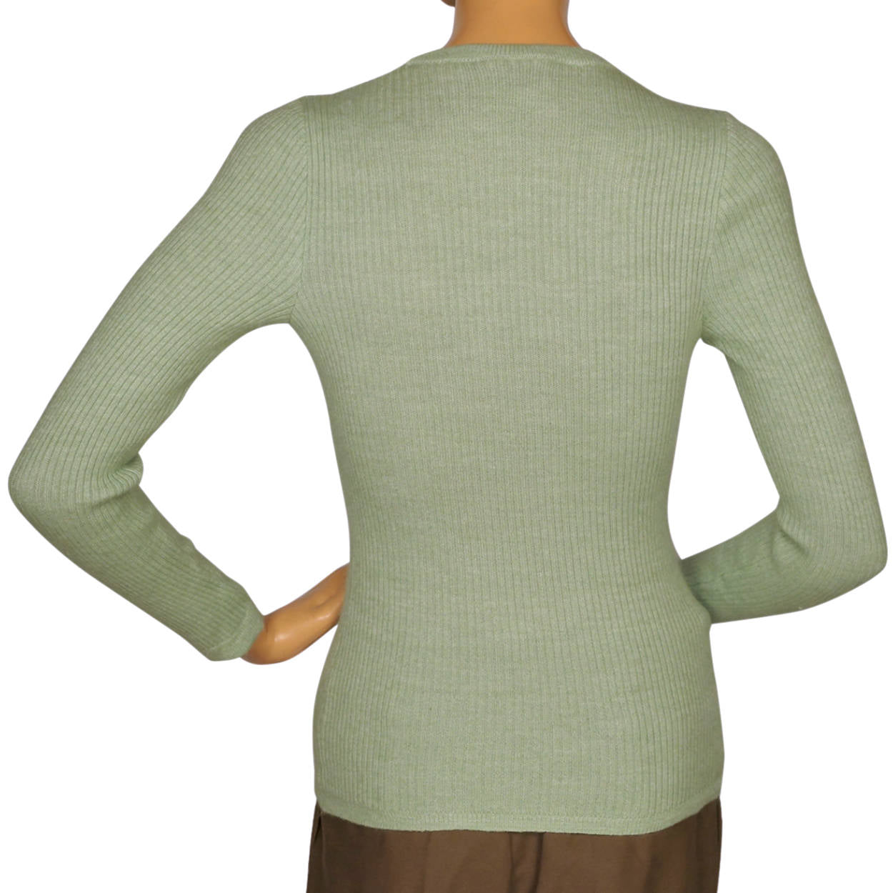 Vintage 1970s Courreges Paris Sweater Top Green Ribbed Knit with Logo ...