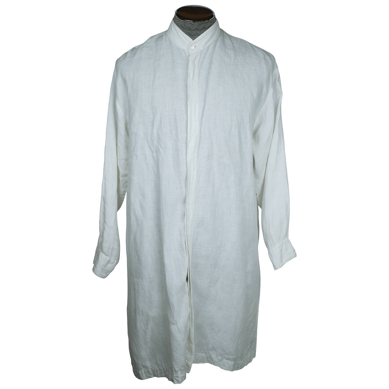 Eskandar Mens Night Shirt White Linen Made in England Size 1