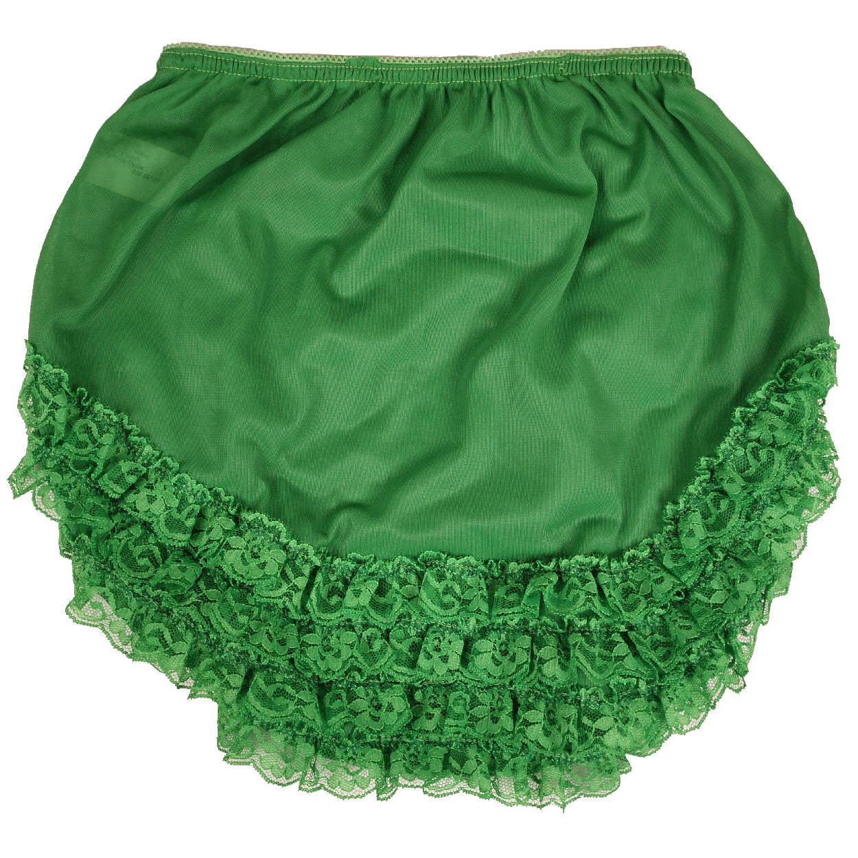 Vintage Sheer Nylon Panty Green Lace Frill Ruffles Unused W Tag