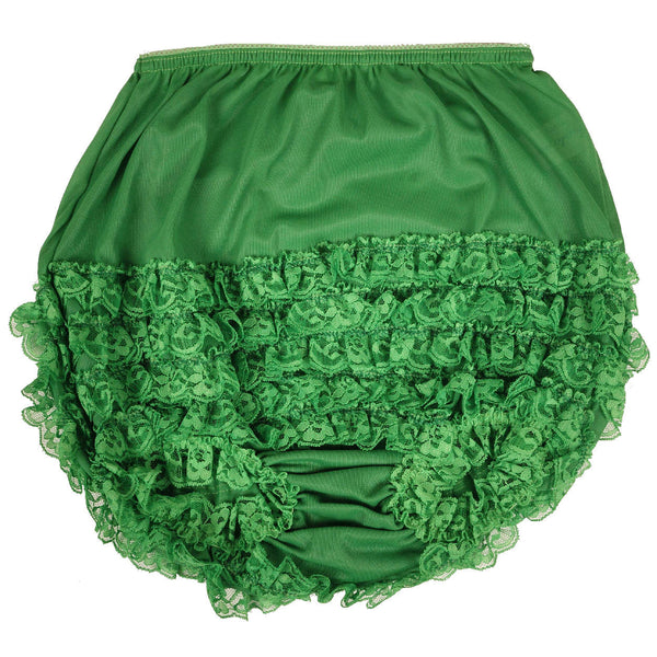 Vintage Sheer Nylon Panty Green Lace Frill Ruffles Unused w Tag