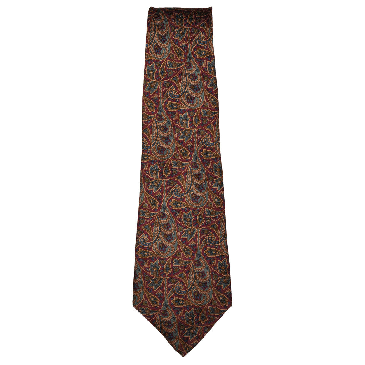 Salvatore Ferragamo Silk Tie Paisley Pattern Mens Vintage Necktie