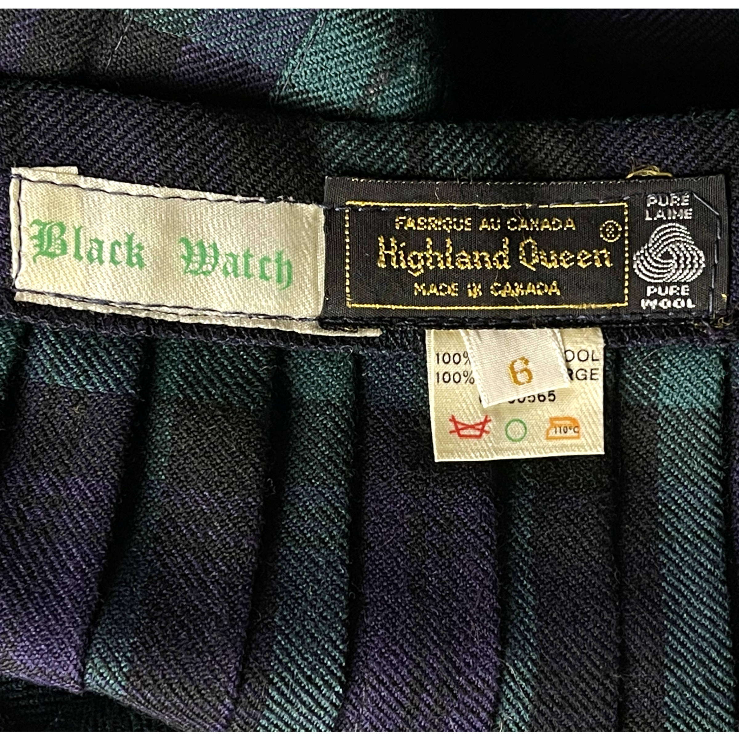 Vintage Scottish Black Watch Tartan Kilt 100% Wool Size 6