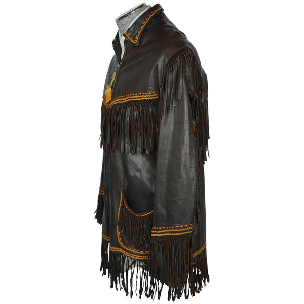 Vintage Fringed Leather Western Jacket Artisan Made Mens M - Poppy's  Vintage Clothing