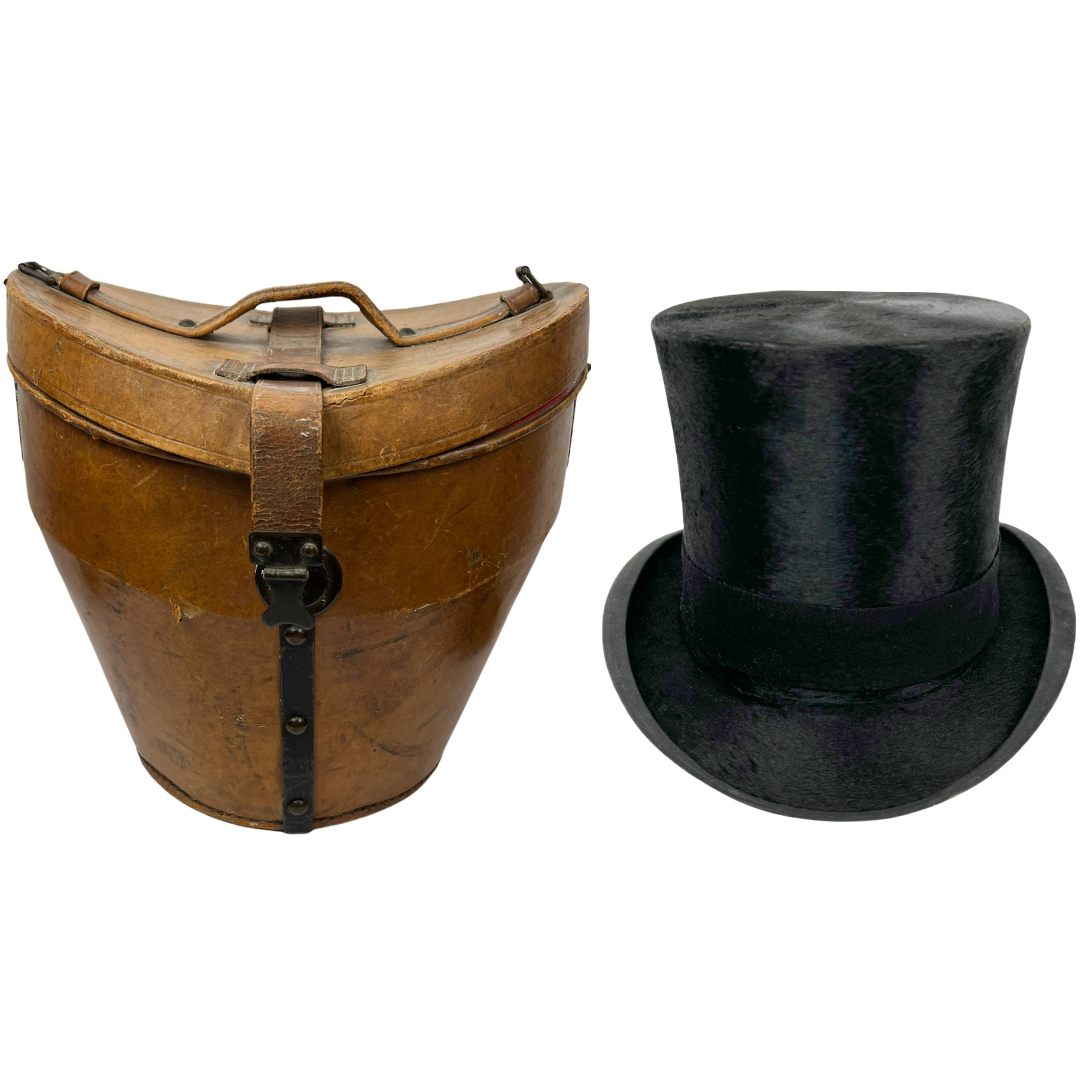 Antique Leather Top Hat Box, Luggage, French Silk Top Hat Inside. Coll –  Antiques & Uncommon Treasure