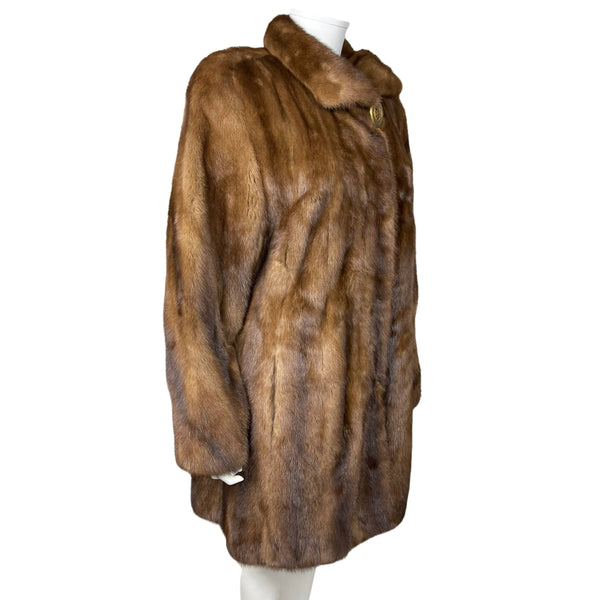 Vintage Louis Feraud Mink Coat Brown Female Pelts Size M L